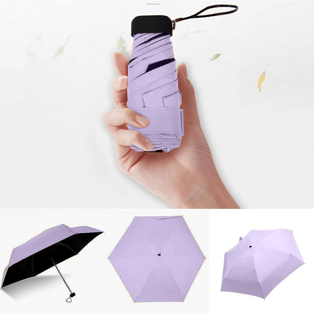Mini Pocket Folding Umbrella – Ultralight Anti-UV Parasol Folding Umbrella Babs metal-fiber composite Purple