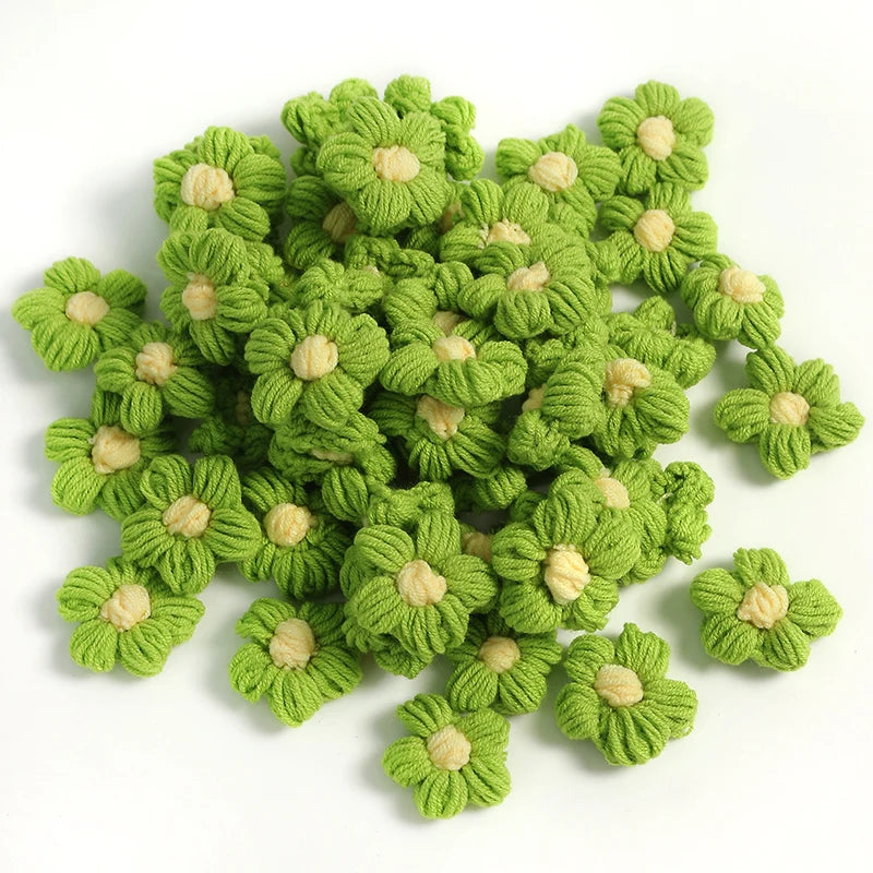 10/20Pcs 4cm Wool Flower Heads DIY Hair Clips Crafts Home Décor DIY Floral Embellishment Babs Green 10pcs