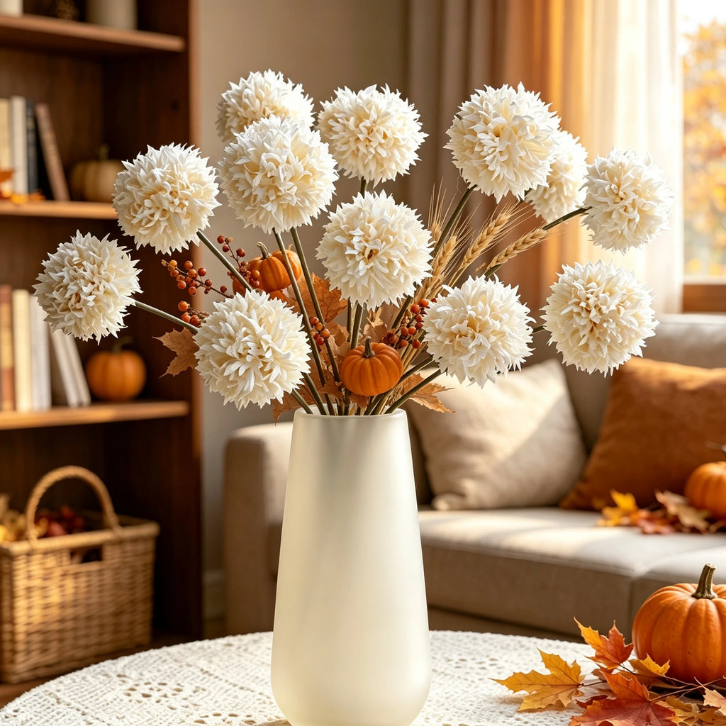 5-Pack Silk Artificial Chrysanthemum Flowers – Wedding & Home Artificial Silk Flowers Babs