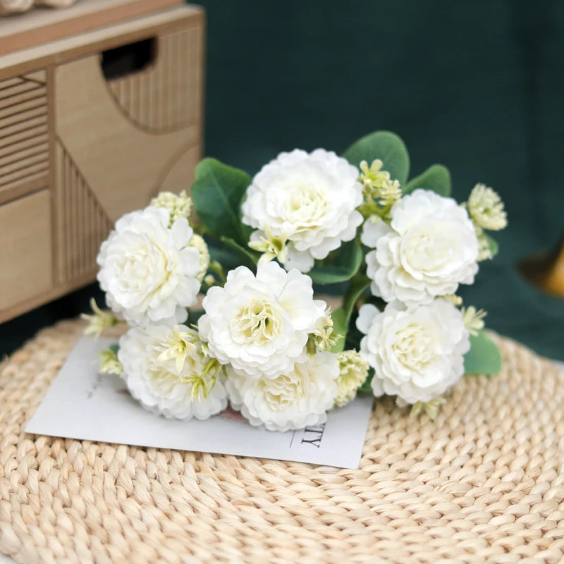 Peony Artificial Silk Flower Bouquet – Wedding & Home Décor Artificial Flower Bouquet Babs White