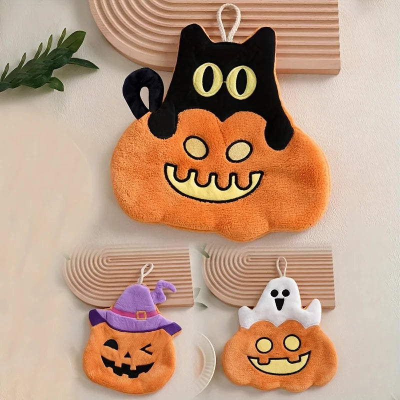 Halloween Pumpkin Hanging Hand Towel – Coral Velvet Kitchen & Bath Decorative Hand Towel Babs
