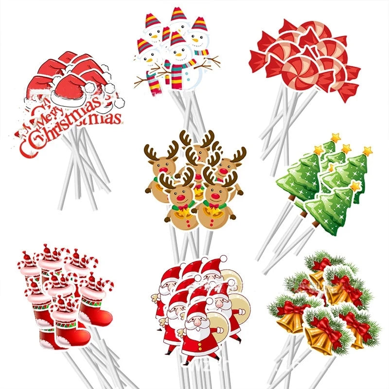 24/48Pcs Christmas Cupcake Toppers – Santa & Xmas Tree Picks Cupcake Toppers Babs