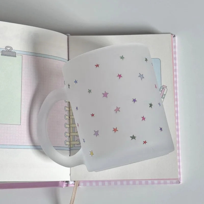 Star Pattern Glass Mug with Handle | Coffee & Milk Cup Glass Coffee Mug Babs