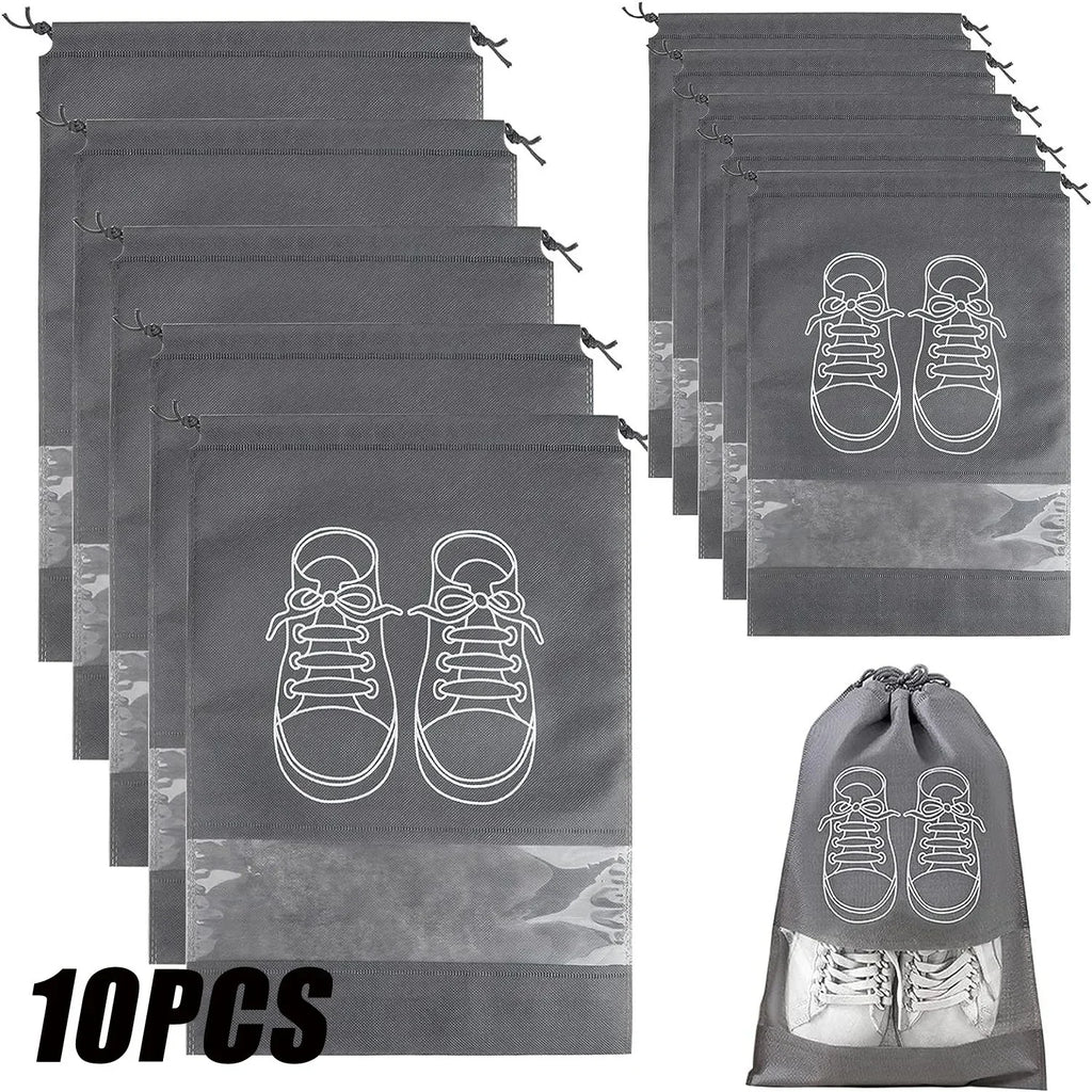 10-Pack Non-Woven Drawstring Shoe Bags for Travel & Storage Shoe Storage Bags Babs
