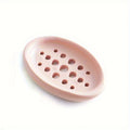 Silicone Soap Dish with Drain Rack & Cleaning Brush Soap Dish Babs Pink