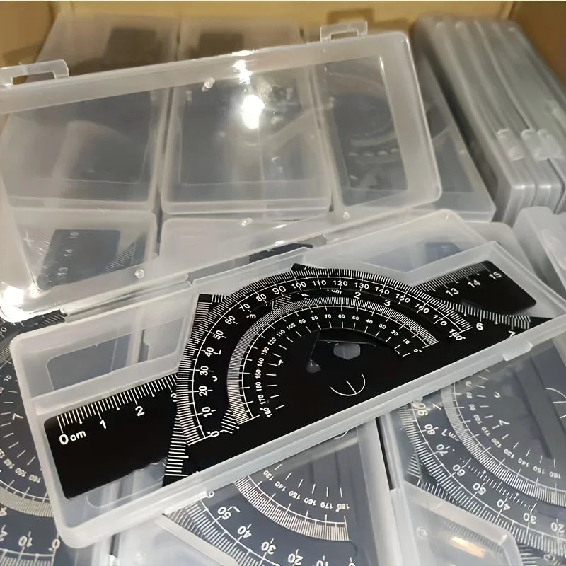 Metal Geometry Ruler Set – 4Pcs Precision Measuring Kit Geometry Ruler Set Babs black