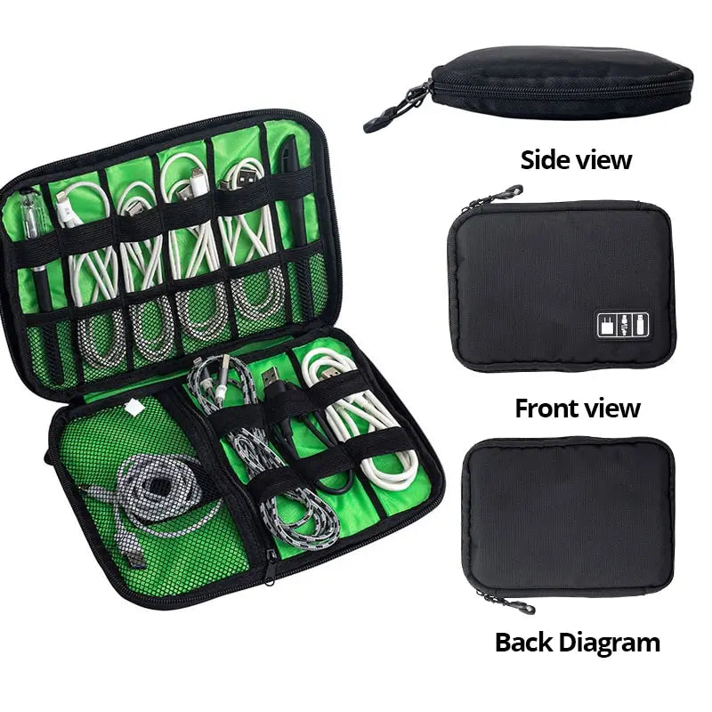 Waterproof Nylon Electronic Organizer Bag | USB Cable & Charger Electronic Organizer Bag Babs