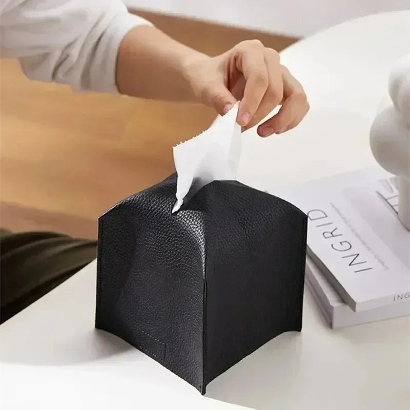 PU Leather Tissue Box Holder – Modern European Style Tissue Box Holder Babs