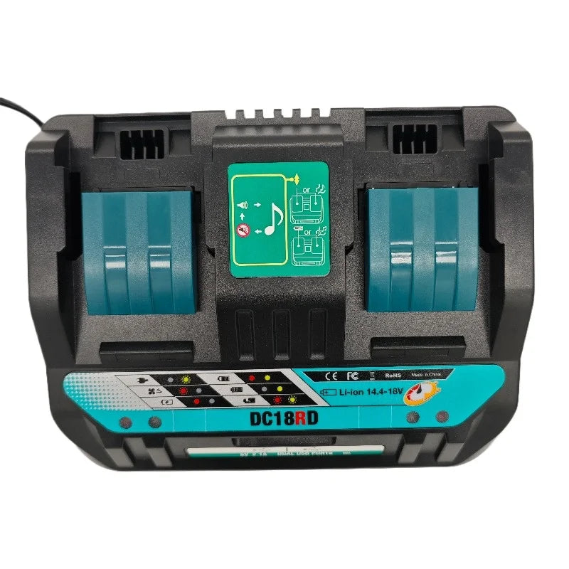 Dual-Port 14.4V–18V Li-Ion Charger for Makita BL1830 DC18RD Battery Charger Babs