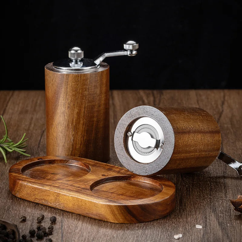 Solid Wood Hand Crank Pepper & Salt Mill | Ceramic Grinder Spice Mill Grinder Babs