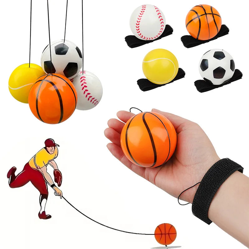 Wrist Strap Bouncy Ball Set – Kids Reaction Training Toy Bouncy Ball Toy Set Babs