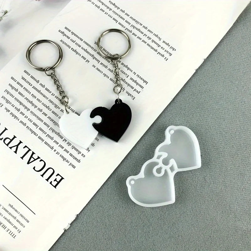 Heart Puzzle Silicone Resin Mold – DIY Keychain & Jewelry Silicone Resin Mold Babs