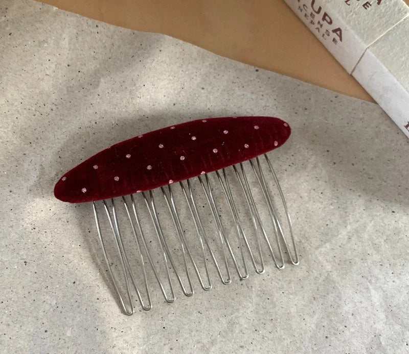 Non-Slip Flocking Hair Comb Clip for Bangs & Ball Head Hair Comb Clip Babs burgundy