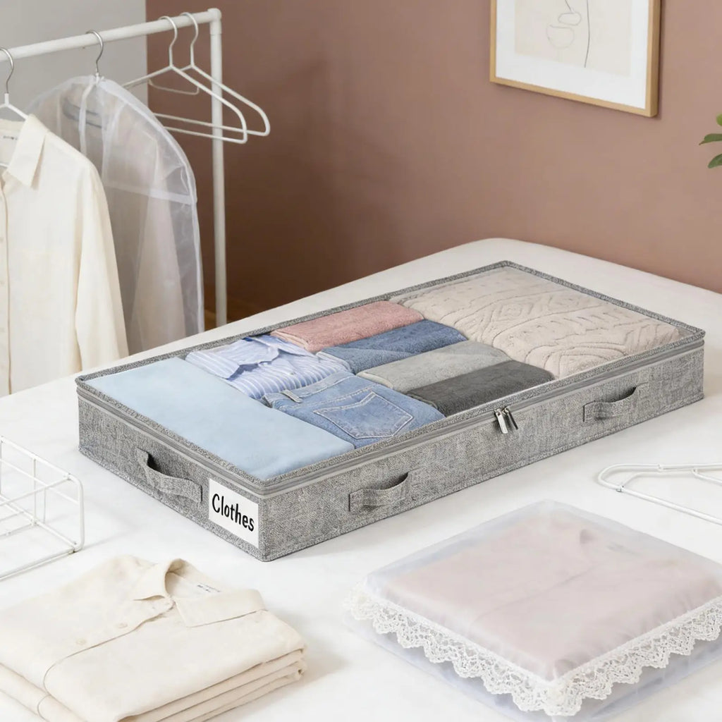 Rolling Under Bed Storage Bins with Clear Lid | Large Capacity Under Bed Storage Bin Babs