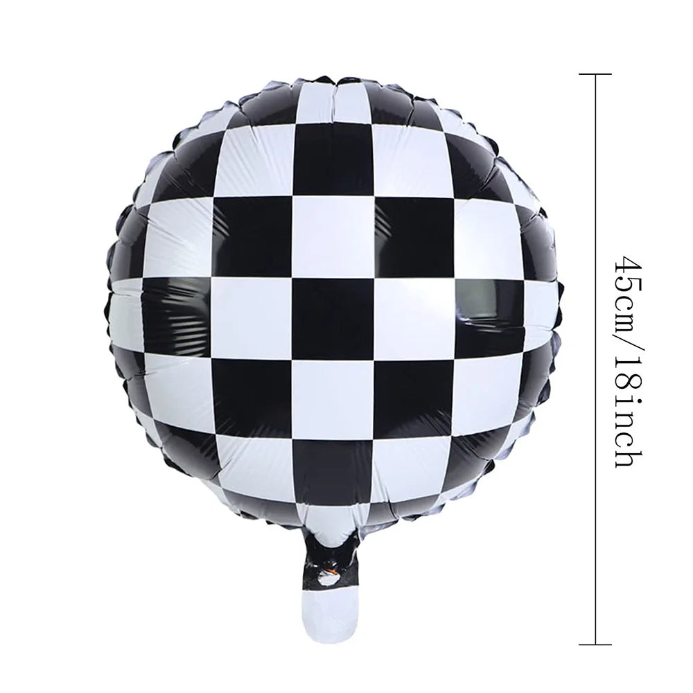 Race Car Foil Balloons – Checkered Flag & Tire Shapes 5/10pc Party Foil Balloons Babs A-2 As show 5pcs