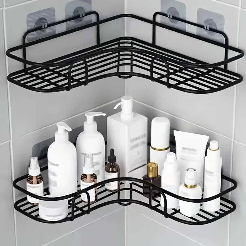 No-Drill Wall Mounted Iron Mesh Bathroom Storage Rack Wall Storage Rack Babs 2pcs 23cm