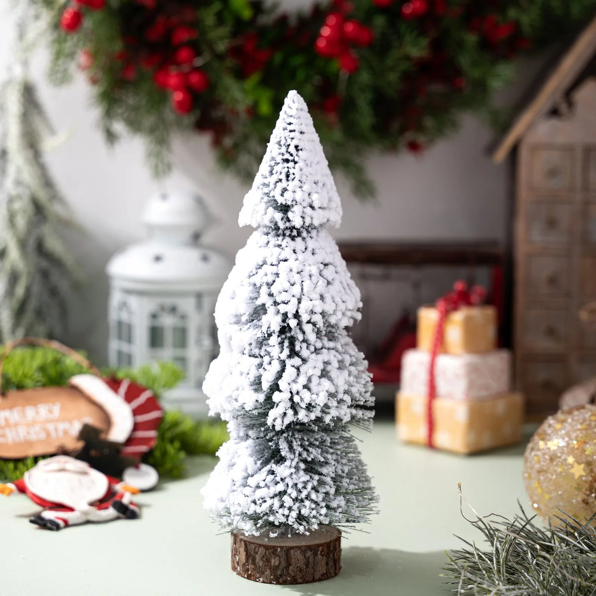 Mini Snow Pine Christmas Tree Ornaments – Set of 4 Desktop Decor Christmas Tree Ornament Babs C