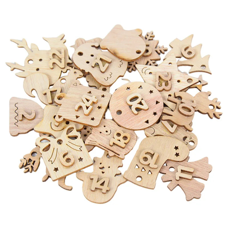 Christmas Advent Calendar Wooden Pendant Tags 1-24 Countdown Advent Calendar Tags Babs
