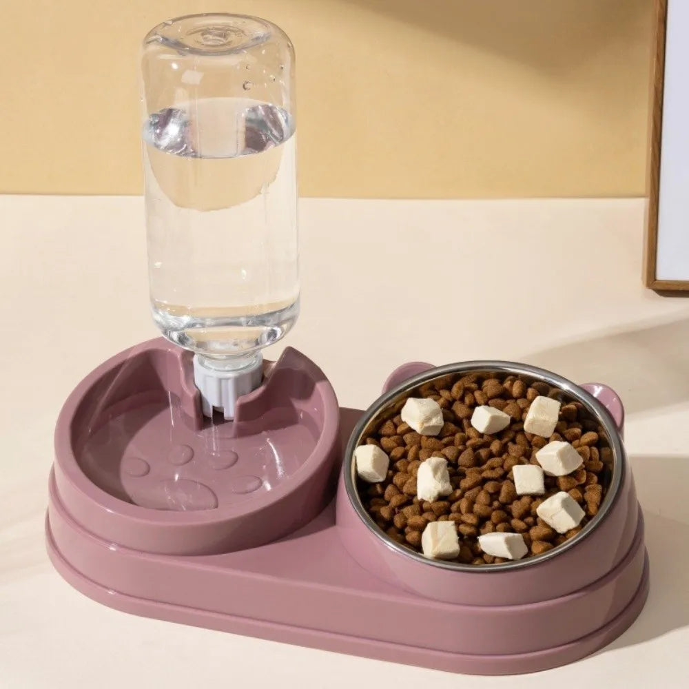 2-in-1 Tilted Dog & Cat Bowl – Stainless Steel Dry/Wet Feeder Pet Feeding Bowl Babs