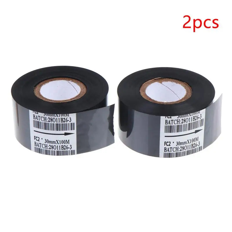 30mm x 100m Black Thermal Transfer Ribbon – Label Printer Thermal Printer Ribbon Babs 2Pcs