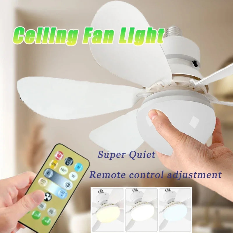 RTONTR E27 LED Socket Ceiling Fan Light with Remote – 30W LED Socket Ceiling Fan Babs
