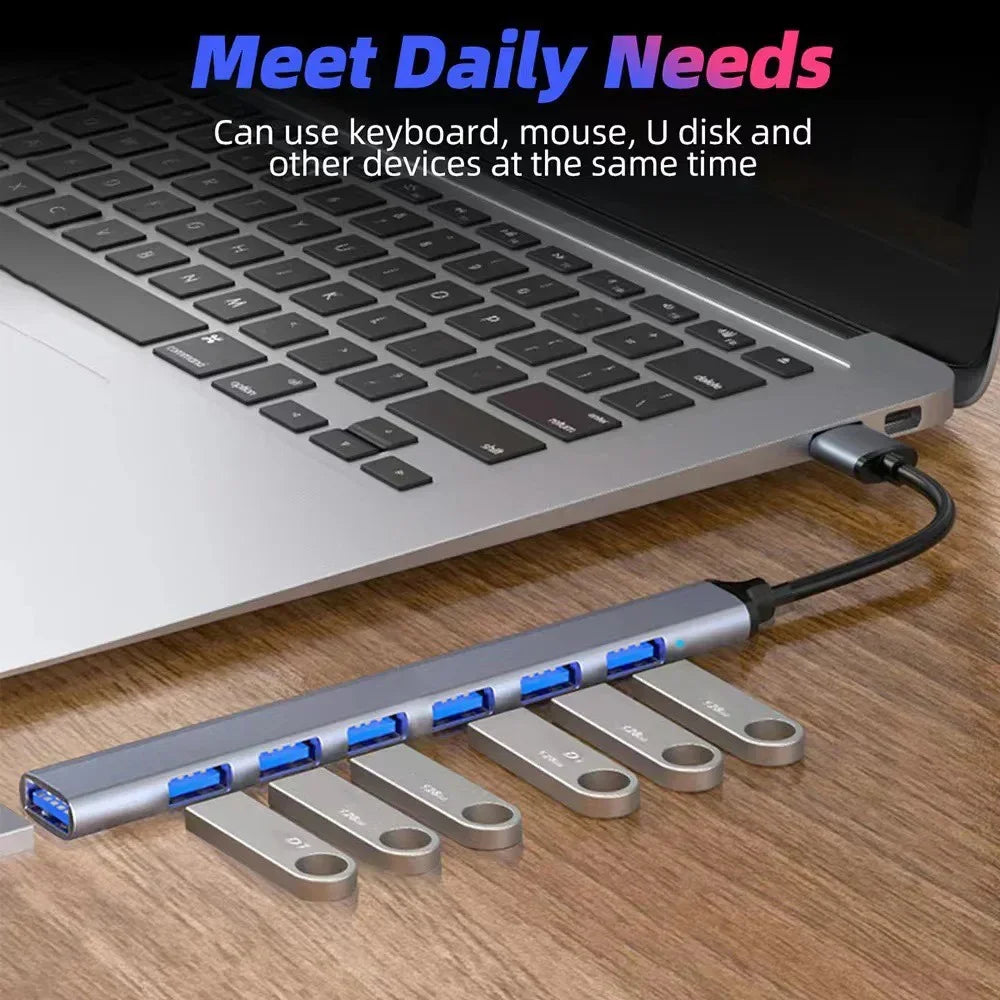 KEBIDUMEI 7-Port USB 3.0 Hub – Type-C & USB-A Splitter Adapter USB Hub Splitter Babs