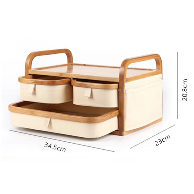 Bamboo Makeup Storage Drawers – Cosmetic Organizer Cosmetic Storage Drawers Babs Off-White