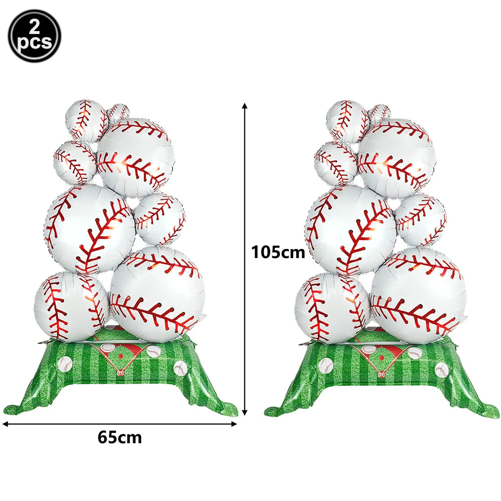 Giant 1M Self-Standing Sports Ball Foil Balloons | 1-2 Pack Party Foil Balloon Babs 2pc baseball As pictures show