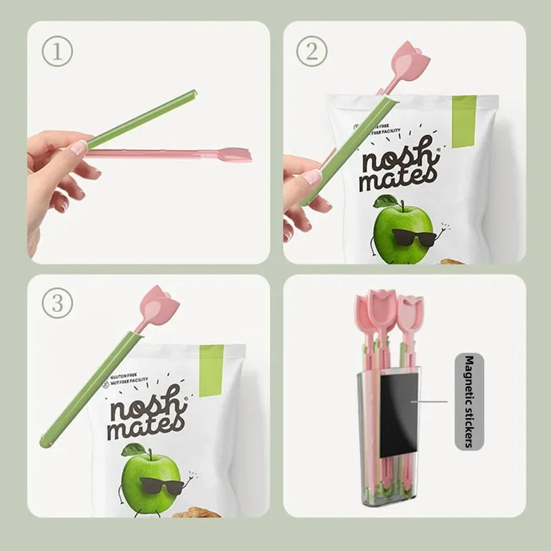 Tulip Magnetic Food Bag Sealing Clips | Fresh-Keeping Fridge Clips Food Bag Clips Babs