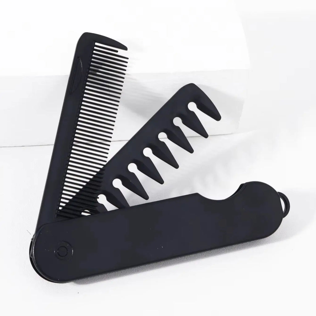 2-in-1 Folding Hair & Beard Comb – Dual Tooth Travel Comb Folding Beard Comb Babs
