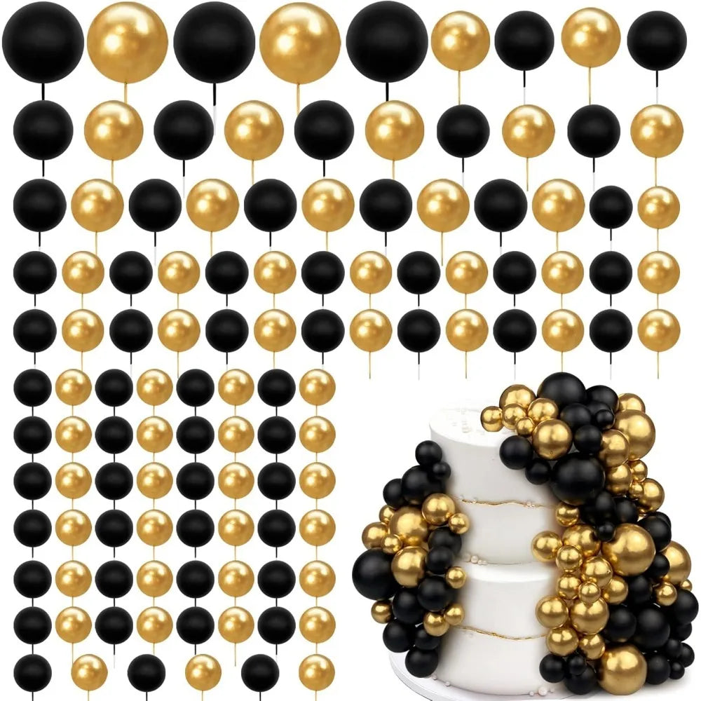 20/30Pcs Gilded Foam Ball Cake Decorations – Birthday & Wedding Cake Decoration Set Babs