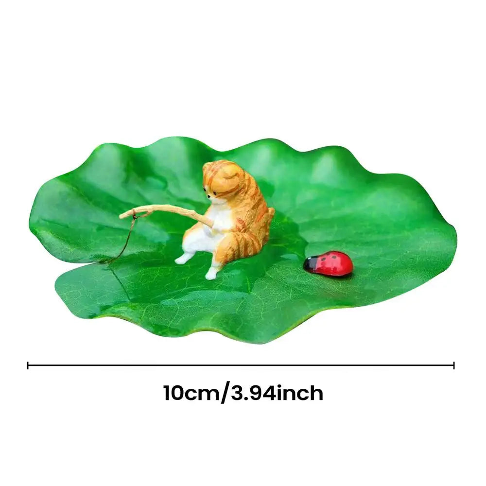 Lily Pad Fishing Cat Floating Aquarium Ornament | Resin Decor Aquarium Ornament Babs 03