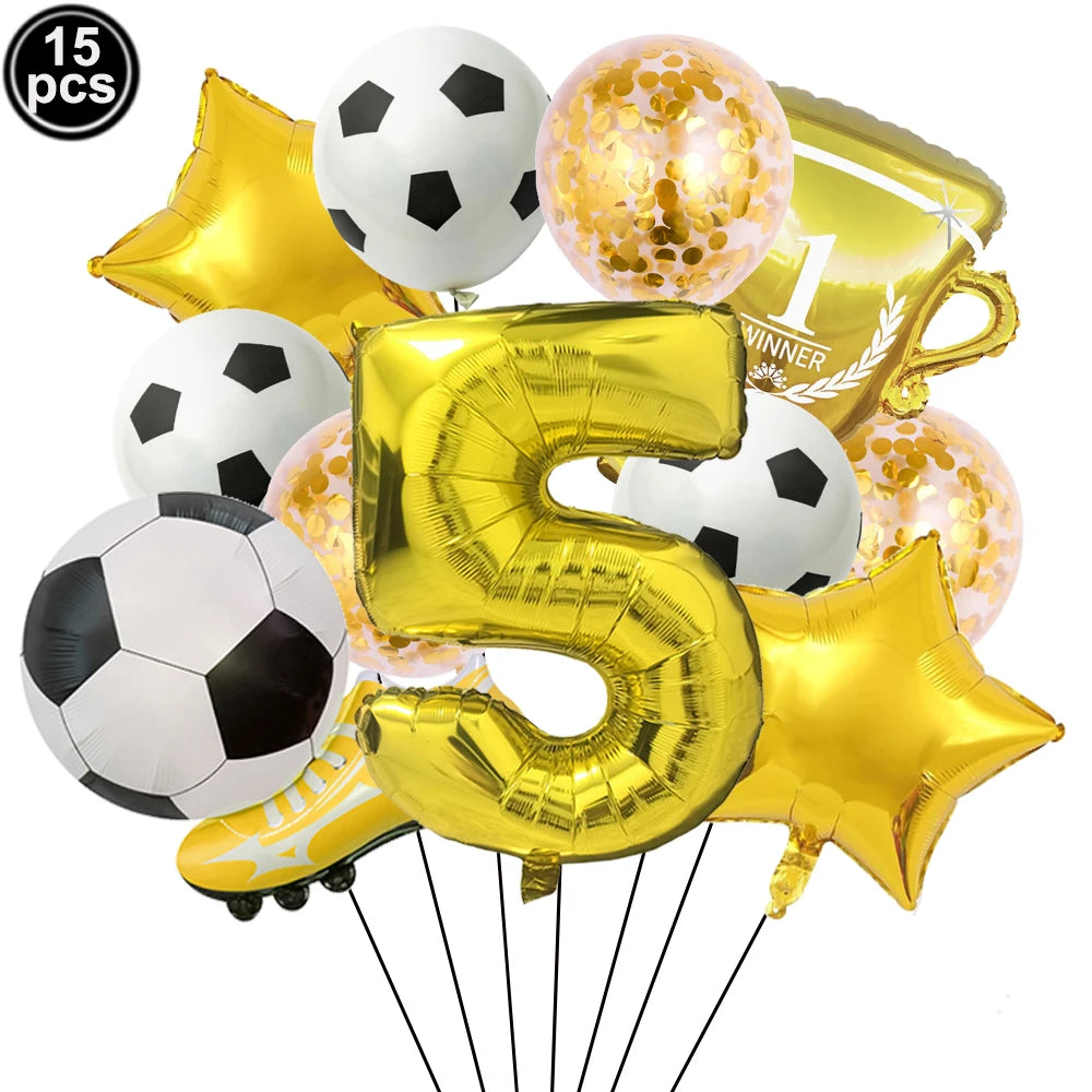 32" Soccer Ball Foil Balloon Set – Kids Birthday Party Decor Party Foil Balloons Babs Gold Number 5 As pictures show