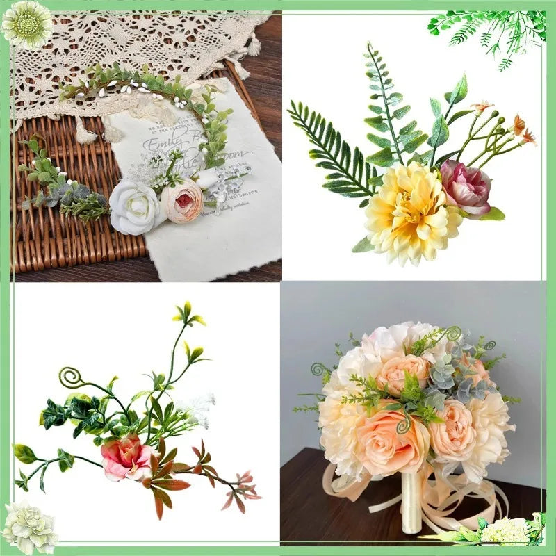 Green Artificial Silk Leaves for DIY Wedding & Party Decor 10Pc Artificial Leaf Decor Babs