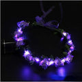 20pcs LED Rose Flower Wreath Headbands for Parties & Weddings LED Party Headbands Babs Purple light