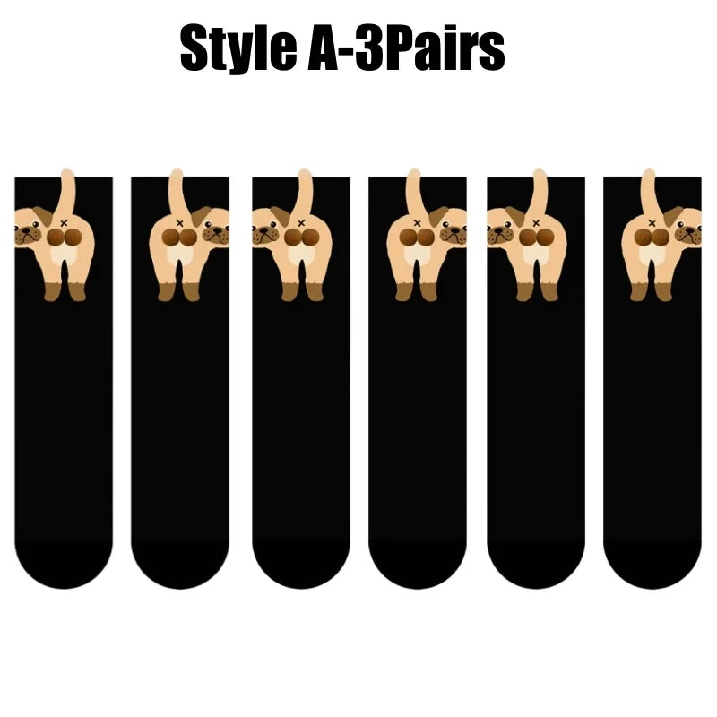 3D Dog Novelty Socks – Cute Animal Socks for Pet Lovers Novelty Animal Socks Babs Dog A-3Pairs One Size