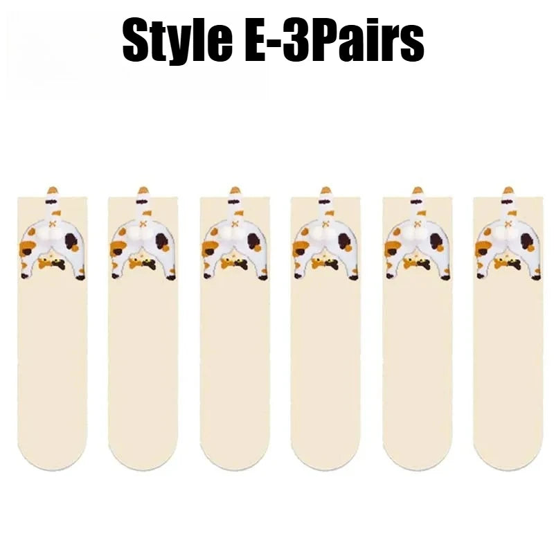 3D Dog Novelty Socks – Cute Animal Socks for Pet Lovers Novelty Animal Socks Babs Cat E-3Pairs One Size