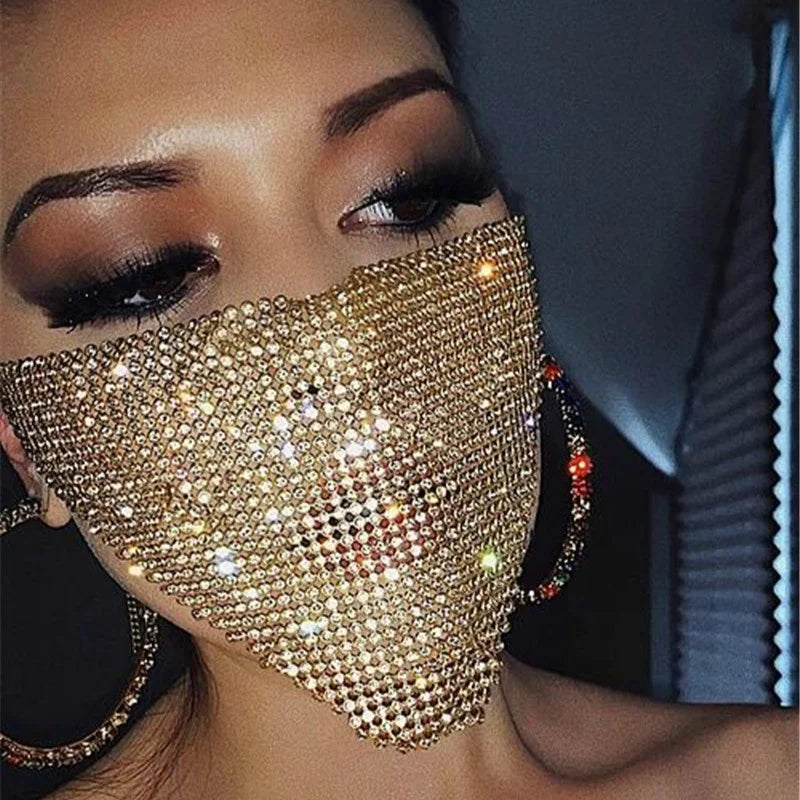Women's Sparkling Rhinestone Metal Mask – Bling Nightclub Mask Fashion Costume Mask Babs gold