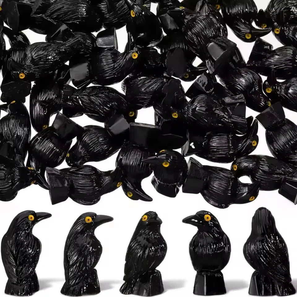 20pcs Glow in the Dark Black Crow Figurines – Halloween Decor Halloween Figurines Babs Black 20Pcs