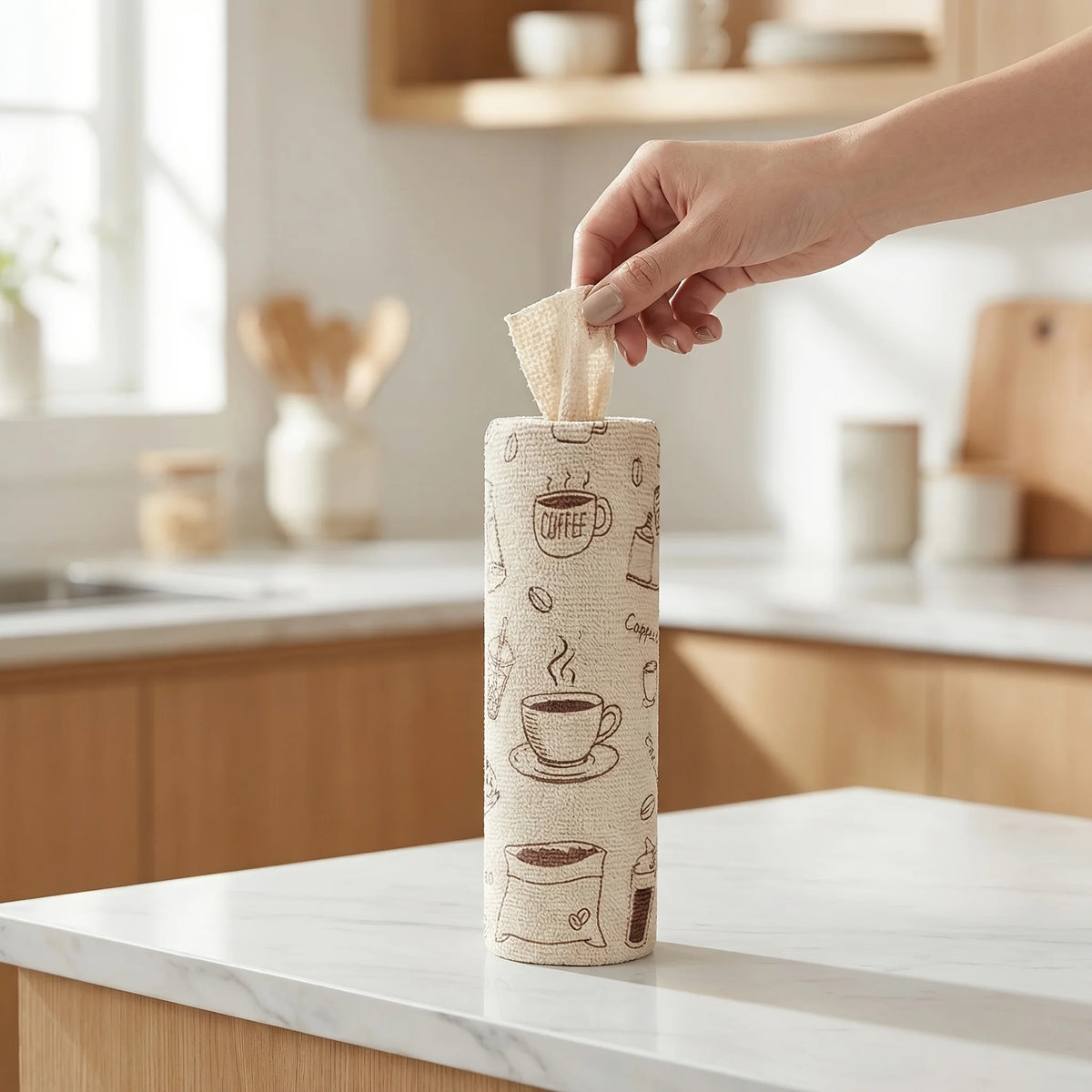 20pcs Coffee Pattern Microfiber Cleaning Cloths – Kitchen & Car Microfiber Cleaning Cloth Babs 1Roll 20PCS