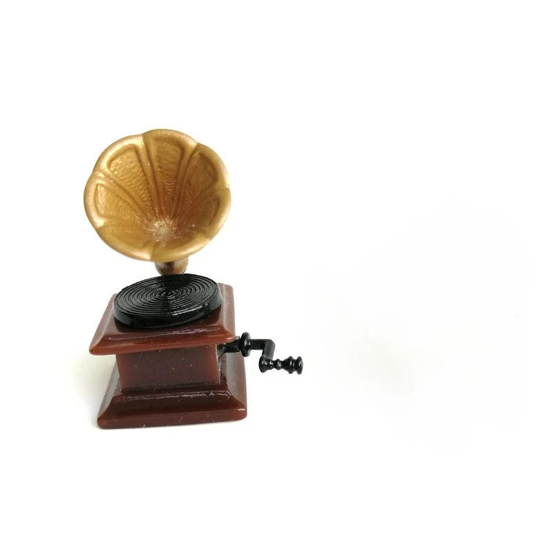 1:12 Miniature Retro Phonograph Record Player – Dollhouse DIY Dollhouse Miniature Babs