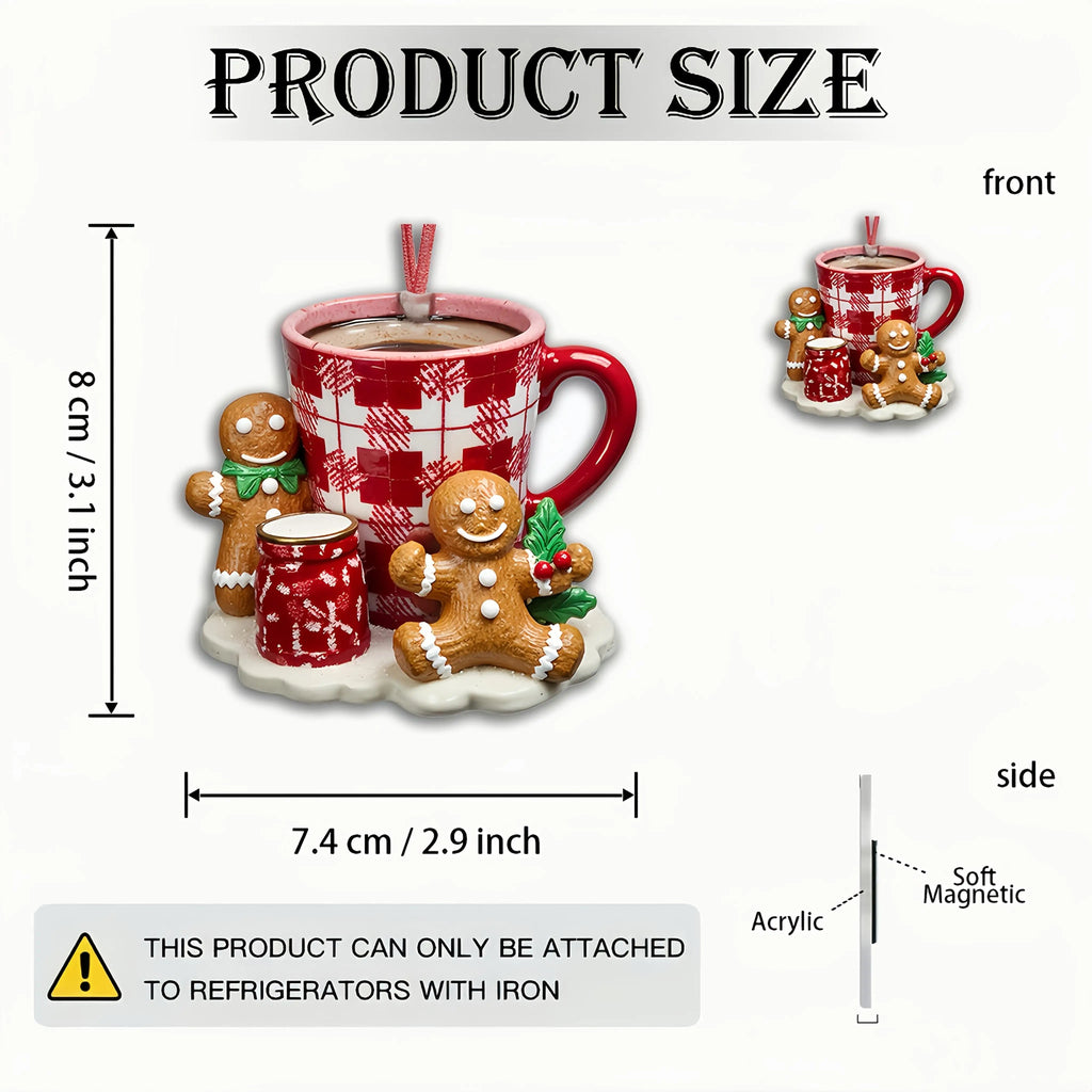 Gingerbread Fridge Magnet Red Checkered Acrylic Xmas Decor Holiday Fridge Magnet Babs Red