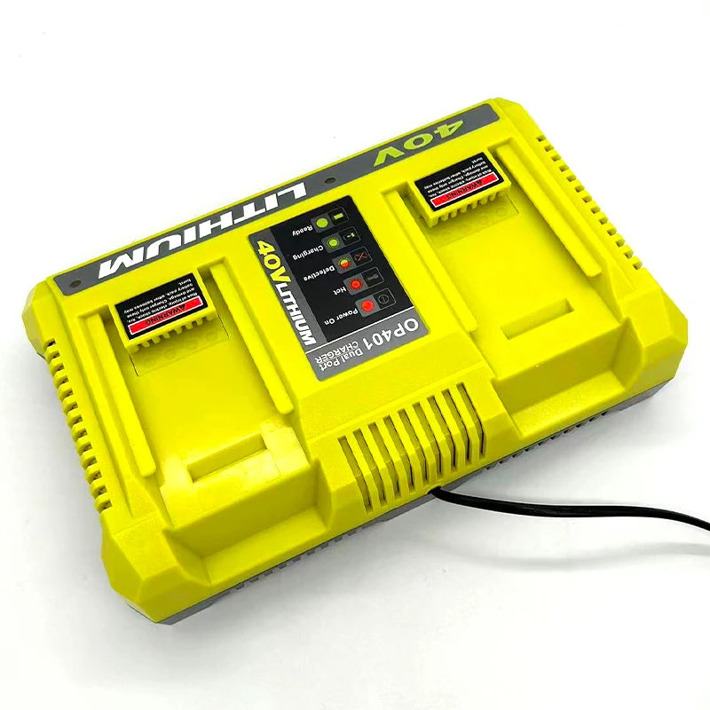 Dual-Port 40V Li-Ion Battery Charger for Ryobi OP401 | US/EU/UK/AU Battery Charger Dock Babs