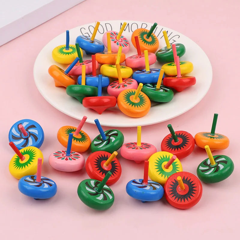 Mini Wooden Spinning Tops 12/24 Pcs – Kids Party Favors & Gifts Kids Party Favor Toy Babs