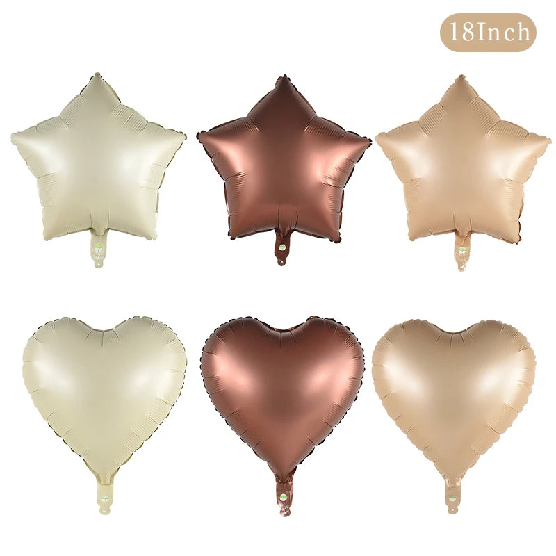 18" Heart & Star Foil Balloons – Retro Colors, Pack of 3-10 Foil Party Balloons Babs