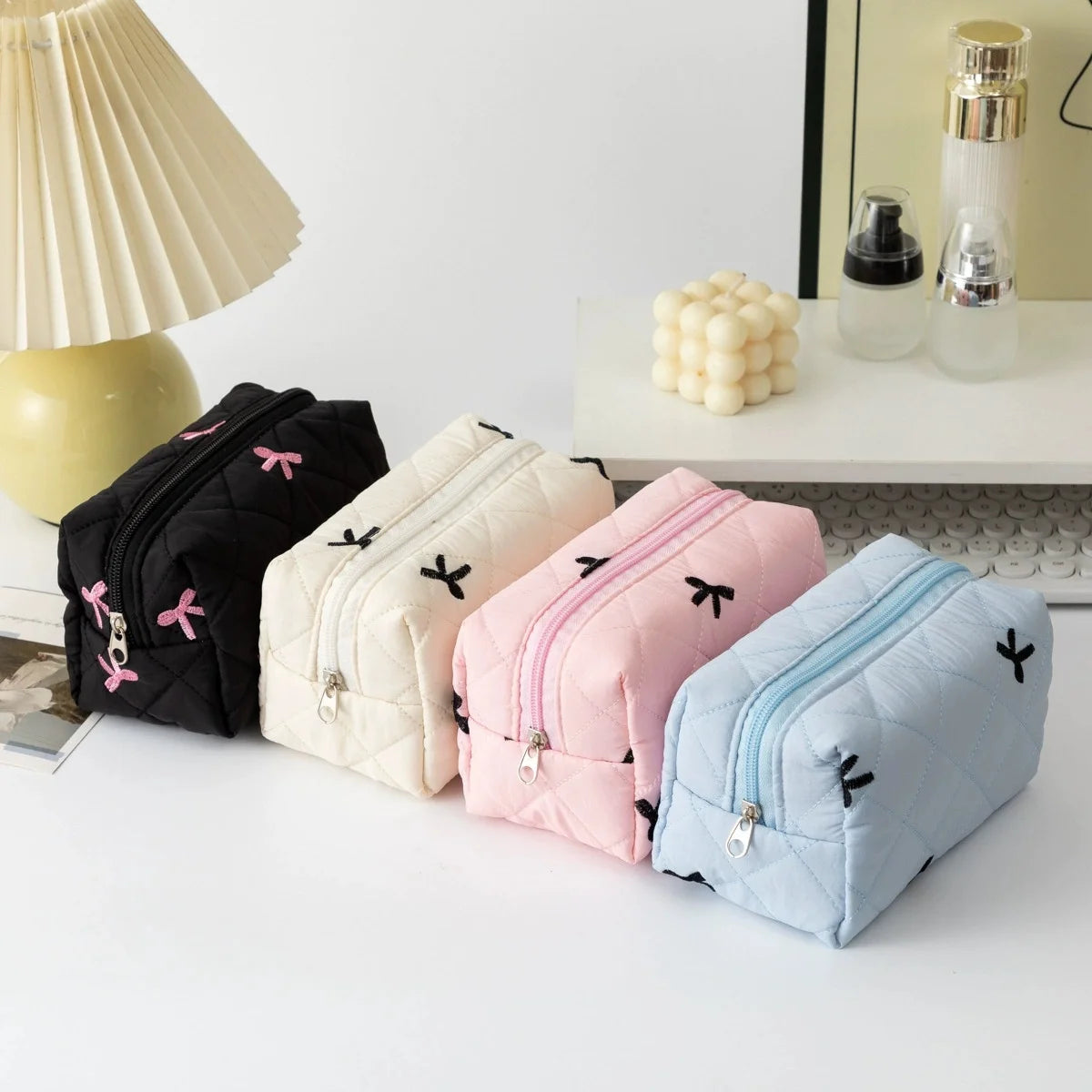 Quilted Floral Makeup Bag – Large Travel Cosmetic Bag Set Travel Cosmetic Bag Babs