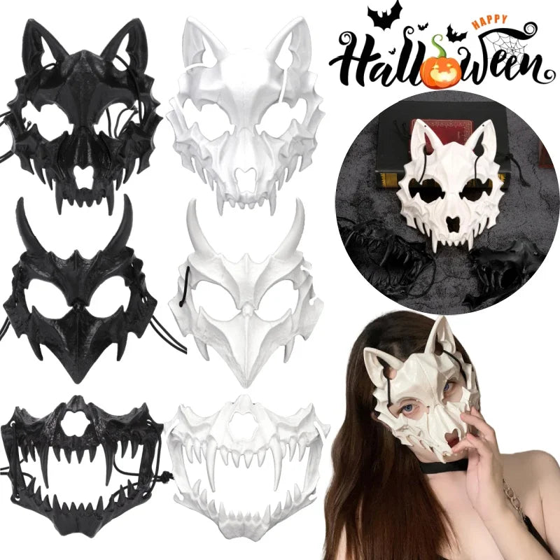 Halloween Skeleton Half Face Mask – Anime Cosplay Costume Prop Costume Face Mask Babs