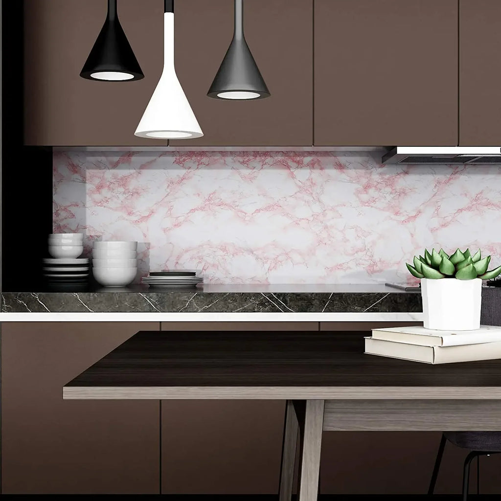 Pink Marble Peel & Stick Vinyl Wallpaper – Waterproof Contact Paper Peel & Stick Wallpaper Babs