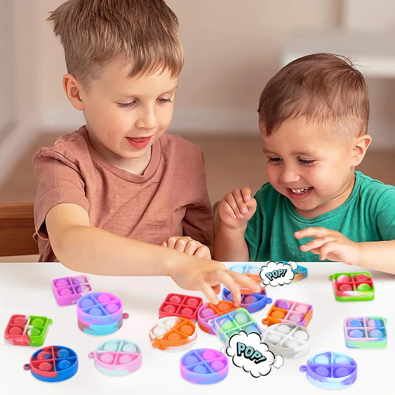 Pop Fidget Toy Keychains 10/20 Pcs – Kids Party Favors Fidget Toy Keychain Babs
