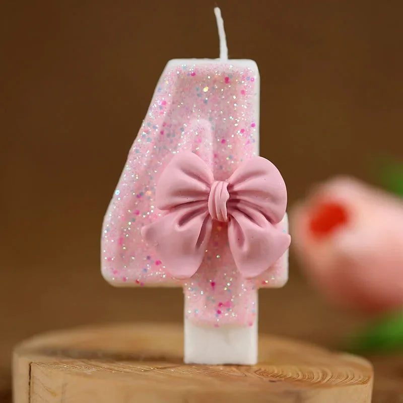 Pink Bow 3D Number Cake Candles – Birthday Party Decoration Number Cake Candles Babs 4